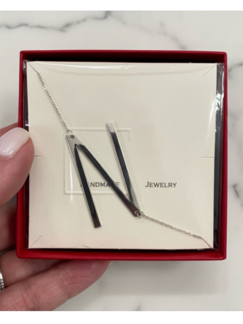 Silver Initial "N" Necklace